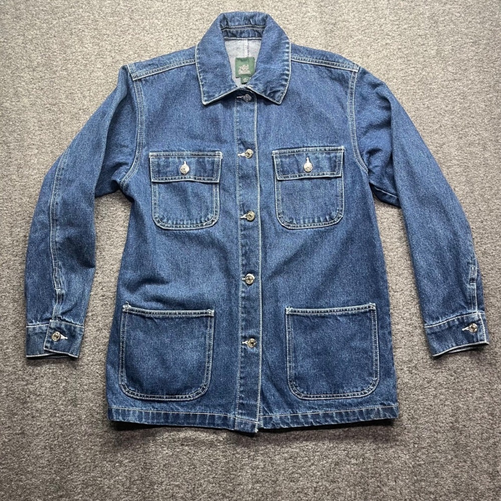 Wild Fable Jacket Womens XS Blue Denim Chore Button Up 4 Pocket Utility‎ Coat
